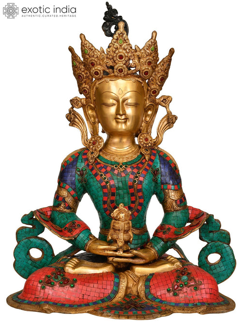 27" Large Amitabha Buddha Brass Statue Tibetan Buddhist Handmade
