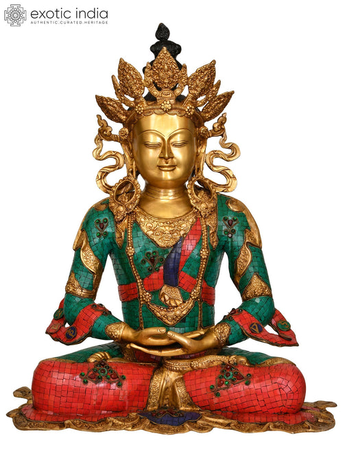 26" Large Crown Buddha Tibetan Buddhist Brass Statue Handmade