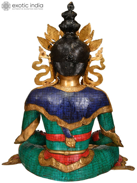26" Large Size Crown Buddha -Tibetan Buddhist Deity In Brass | Handmade | Made In India