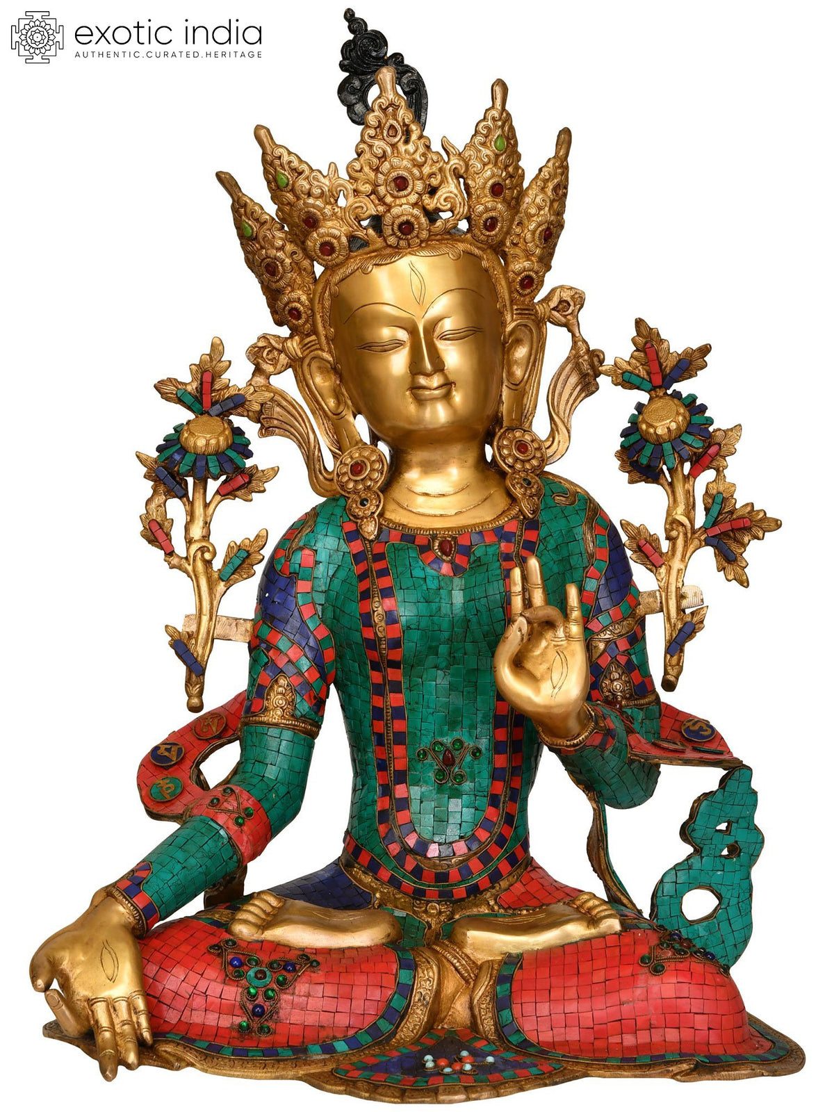 27" Tibetan Buddhist Goddess White Tara (Large Size) In Brass | Handmade | Made In India