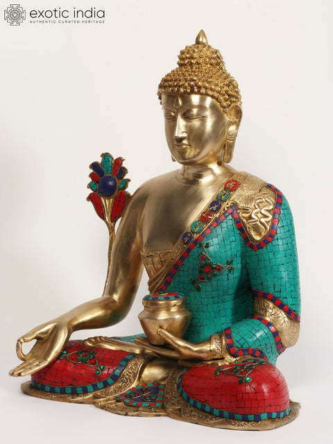 23" Tibetan Buddhist Deity - Large Size Medicine Buddha In Brass | Handmade | Made In India