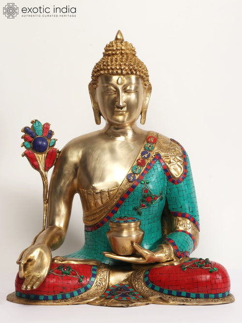23" Medicine Buddha Brass Statue Handmade Tibetan Buddhist Deity