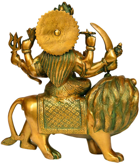 11" Mother Goddess Durga In Brass | Handmade | Made In India