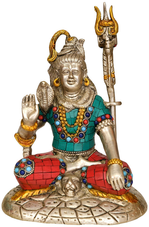 7" Lord Shiva Granting Abhaya In Brass | Handmade | Made In India