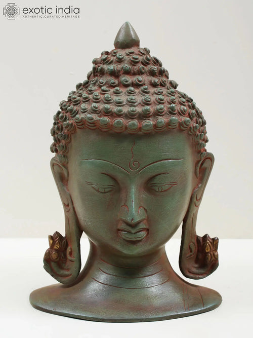 8" Lord Buddha Head Brass Statue for Home Decor