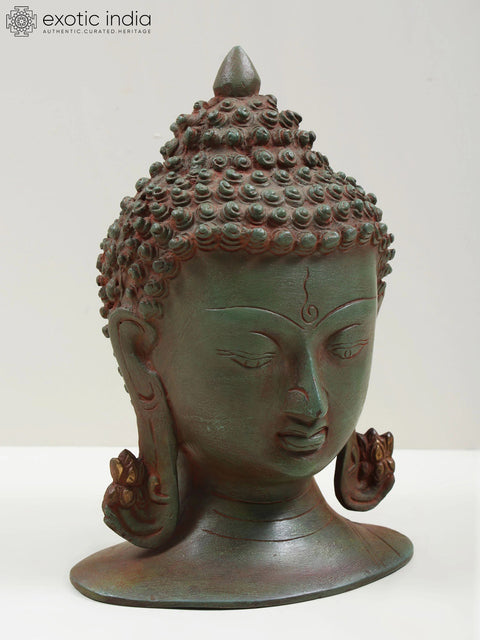 8" Lord Buddha Head In Brass