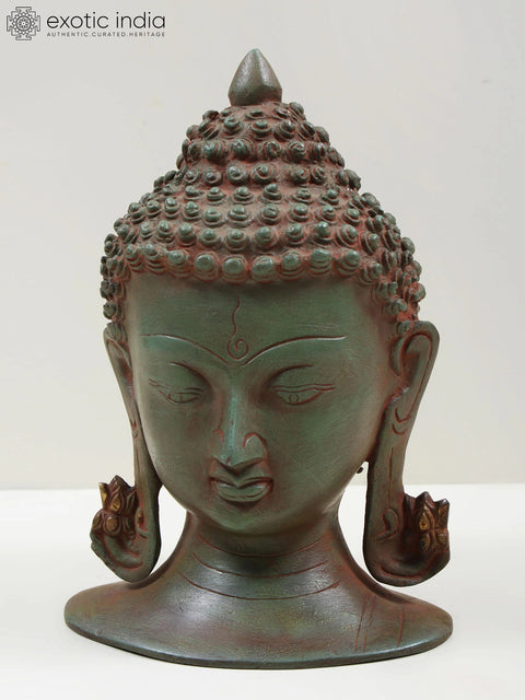 8" Lord Buddha Head In Brass