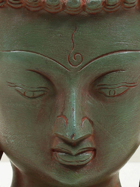 8" Lord Buddha Head In Brass