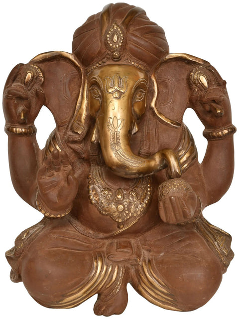 14" Pagadi Ganesha Wall Hanging In Brass | Handmade | Made In India