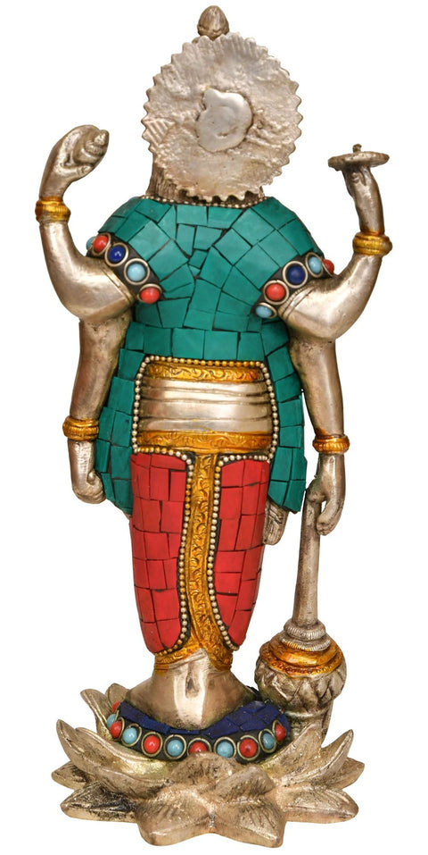 9" Lord Vishnu In Brass | Handmade | Made In India