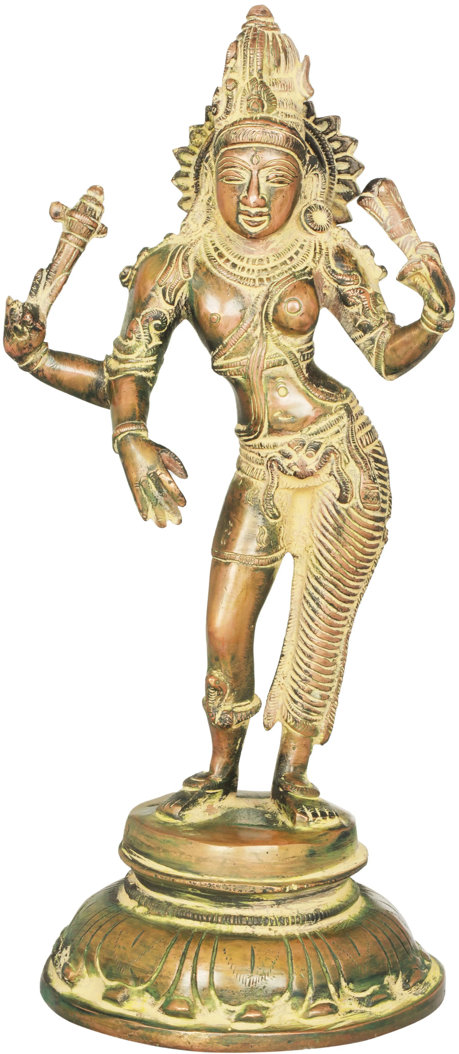 11" Ardhanarishvara Brass Statue Handmade Shiva Shakti Idol