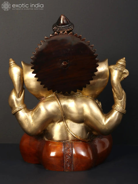 12" Lord Chaturbhuj Ganesha Brass Sculpture