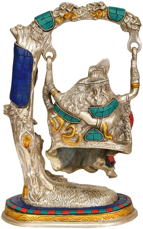 11" Radha Krishna on Swing In Brass | Handmade | Made In India