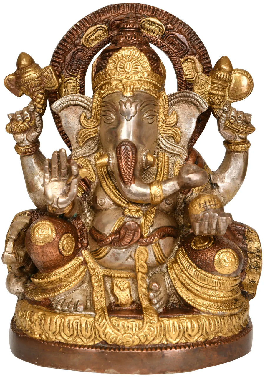 8" Handmade Lord Ganesha Brass Statue for Home Pooja