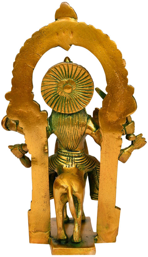 8" Goddess Durga Brass Figurine | Religious Handcrafted Idol
