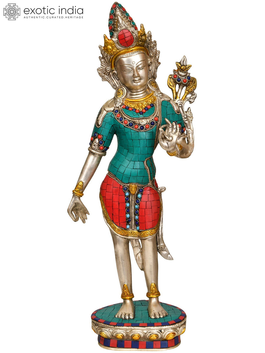17" Standing Tara Tibetan Buddhist Brass Idol Handmade