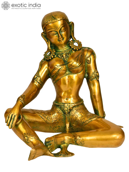 8" Green Tara Tibetan Buddhist Brass Goddess Statue Handmade