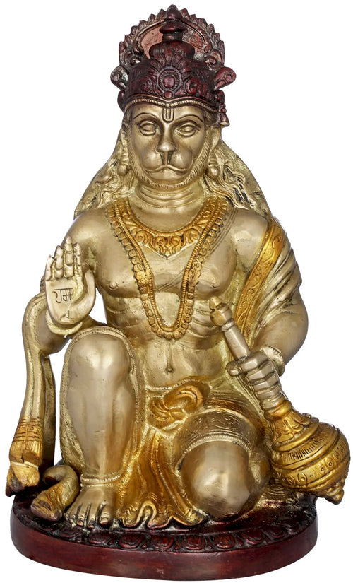 9" Blessing Lord Hanuman Brass Statue Handmade