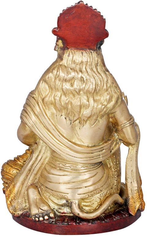 9" Blessing Lord Hanuman Brass Sculpture | Handmade | Made in India