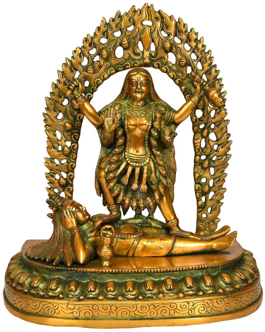 12" Goddess Kali Handmade Brass Statue for Pooja