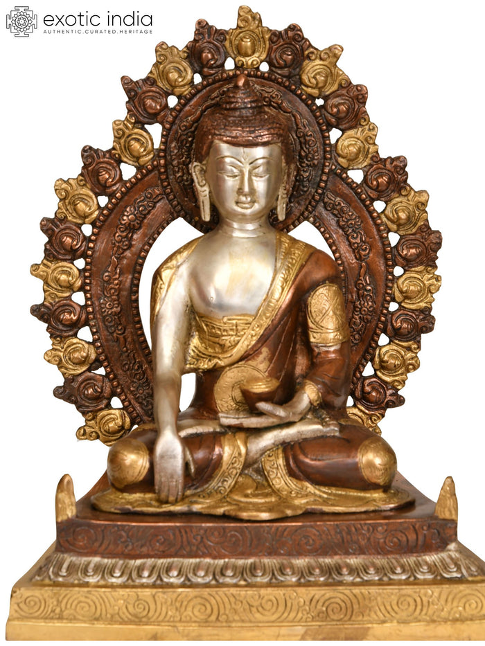 11" Buddha Bhumi Sparsha Mudra Brass Statue Handmade