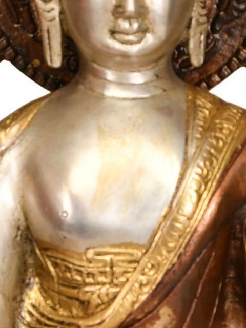 11" Lord Buddha in Earth Touching Gesture (Tibetan Buddhist) In Brass | Handmade | Made In India