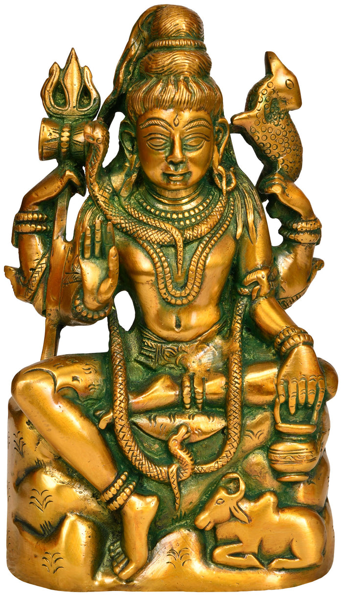 8" Lord Shiva as Pashupatinath In Brass | Handmade | Made In India