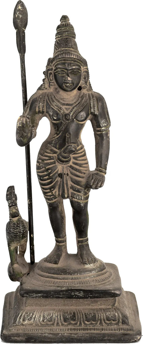 6" Karttikeya Hindu War God Handmade Brass Statue