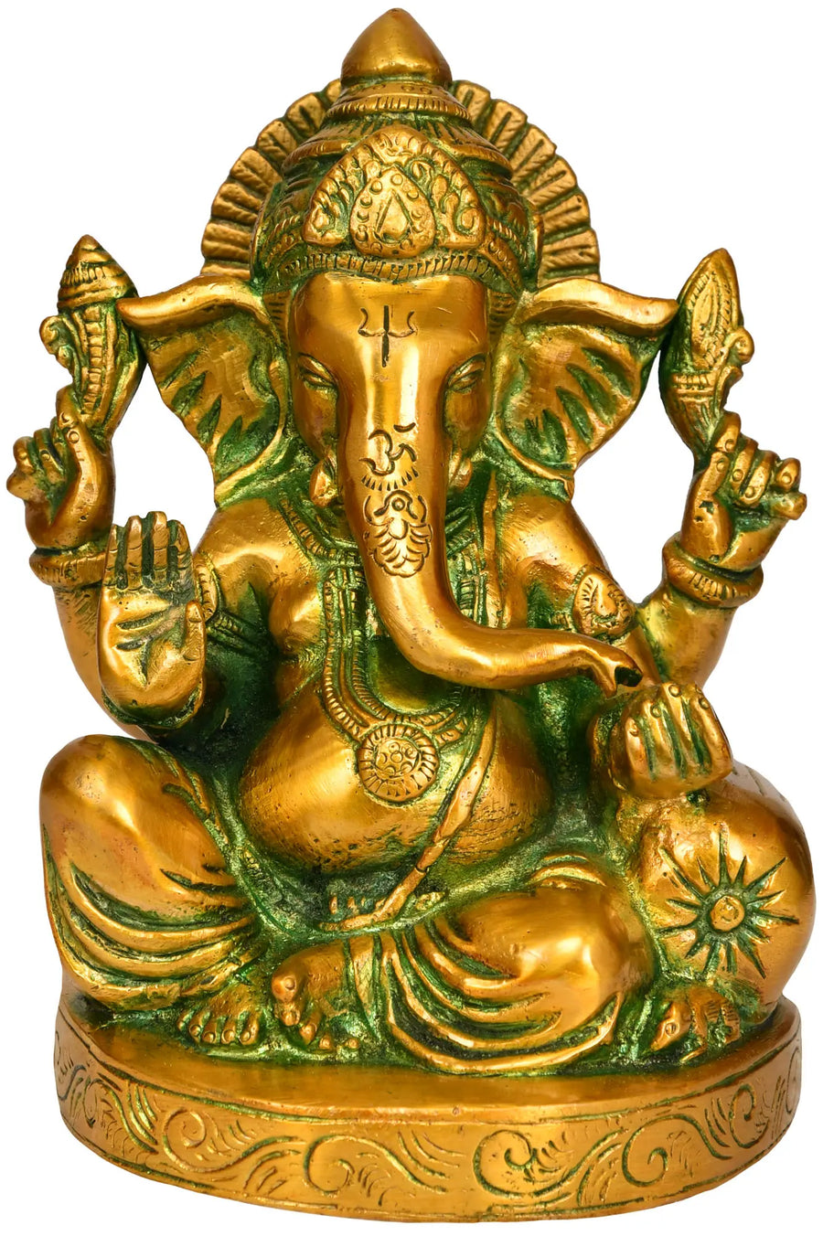 6" Lord Ganesha Handmade Brass Sculpture for Pooja