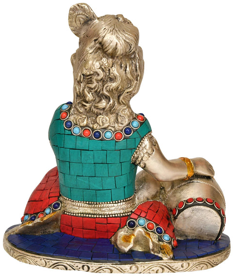 7" Baby Krishna - The Butter Thief In Brass | Handmade | Made In India