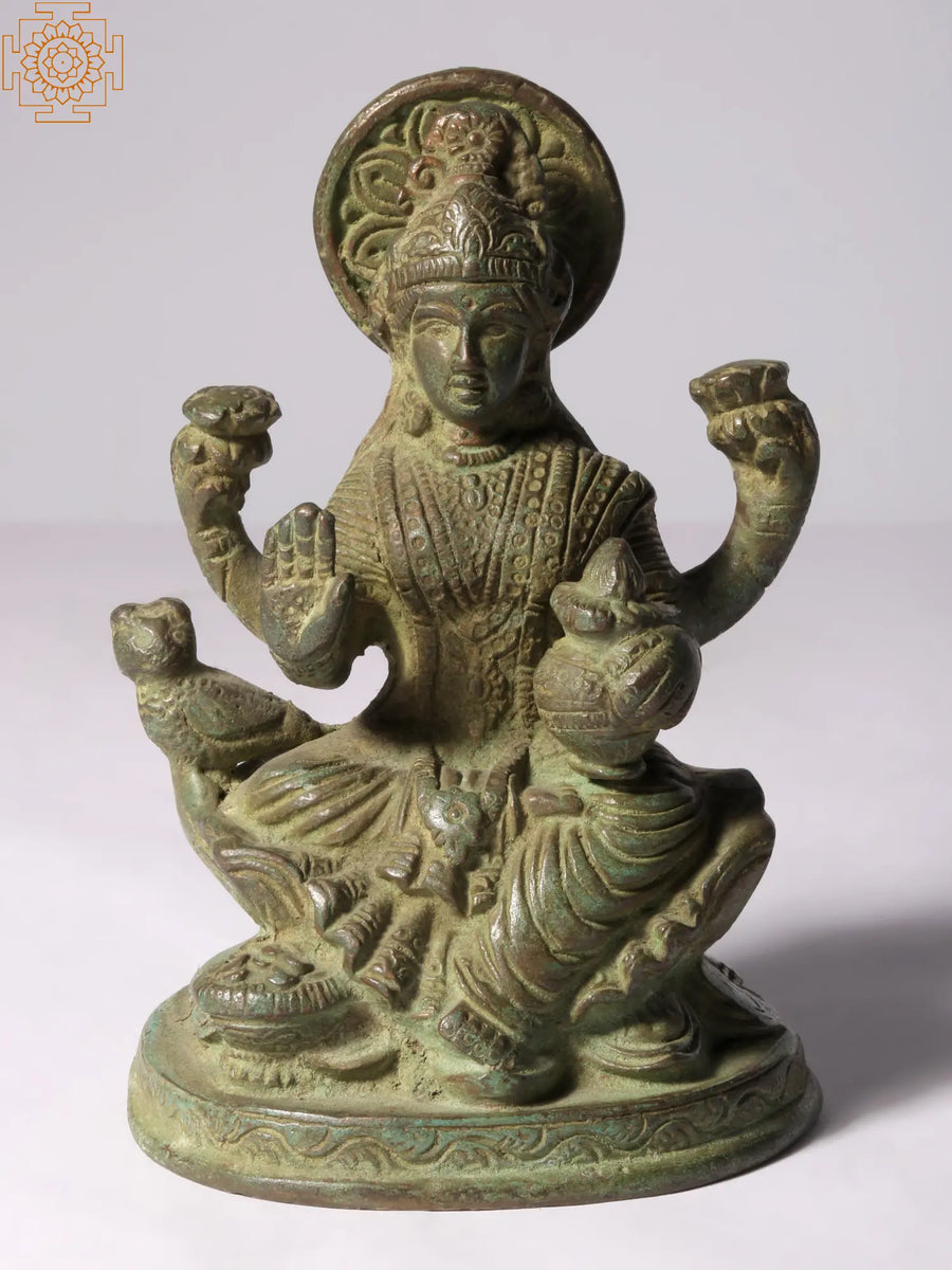 5" Goddess Lakshmi Brass Statue Handmade for Pooja