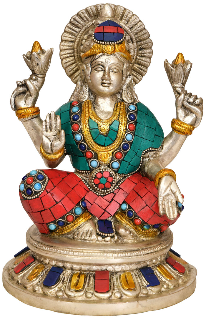 7" Goddess Lakshmi In Brass | Handmade | Made In India