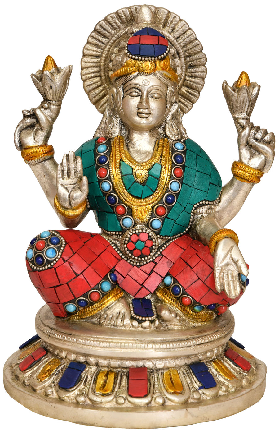 7" Brass Goddess Lakshmi Handmade Statue for Pooja