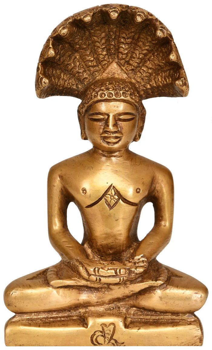 4" Jain Tirthankara Parshvanatha Brass Statue | Handmade | Made in India