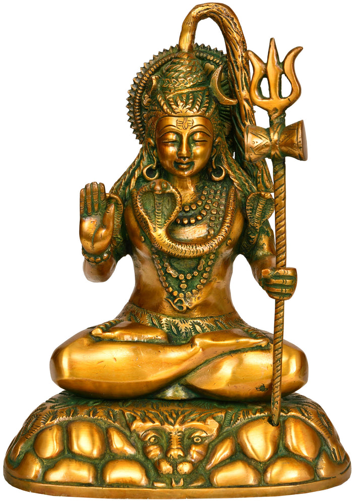 10" Blessing Shiva Brass Statue Handmade