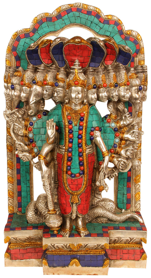 14" Handmade Vishvarupa Vishnu Brass Statue