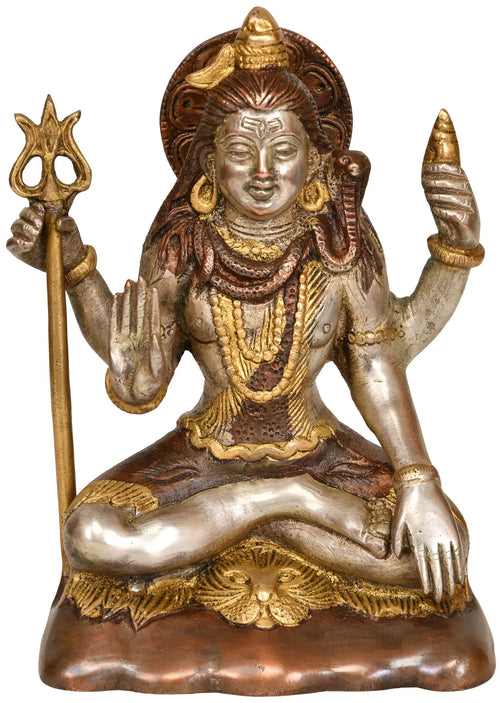 6" Blessing Lord Shiva Brass Statue Handmade