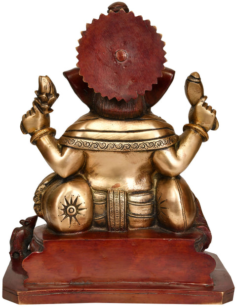 11" Lord Ganesha in Ashirwad Mudra In Brass | Handmade | Made In India