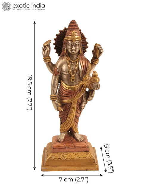 8" Brass Dhanvantari Idol - The Physician of the Gods | Handmade | Made in India