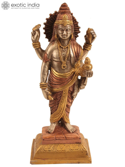 8" Brass Dhanvantari Idol - The Physician of the Gods | Handmade | Made in India