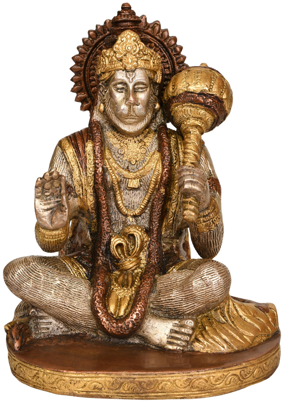 7" Blessing Lord Hanuman Brass Statue Handmade