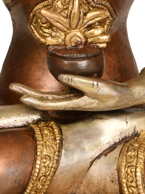 12" Tibetan Buddhist God Healing Buddha In Brass | Handmade | Made In India