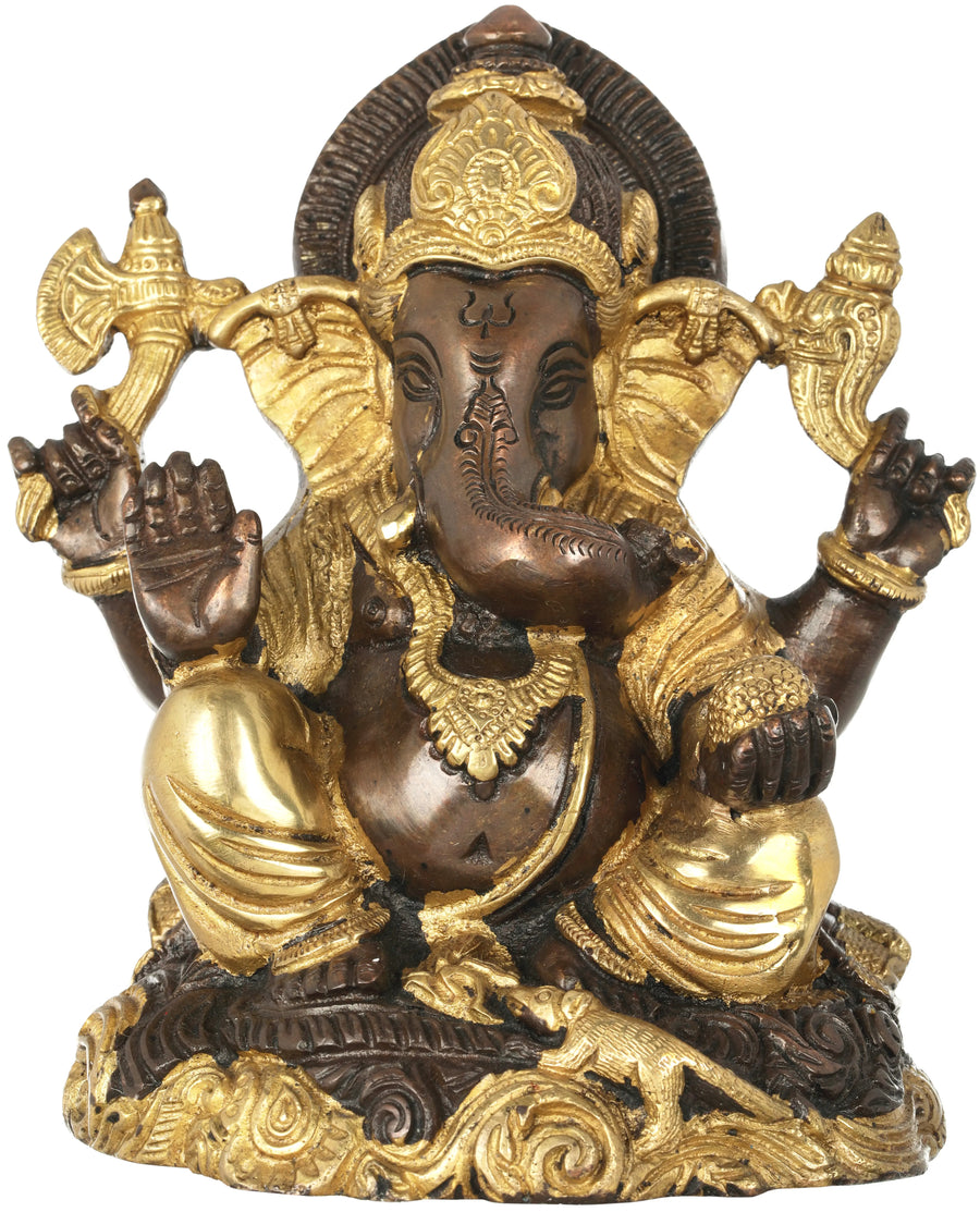 6" Handmade Lord Ganesha Brass Statue for Pooja