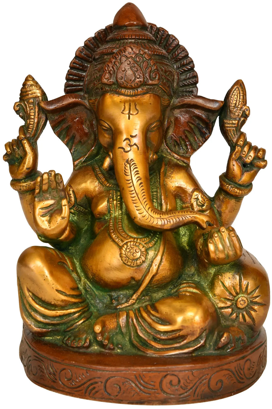 6" Lord Ganesha Handmade Brass Sculpture