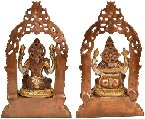 9" Pair of Ganesha and Lakshmi In Brass | Handmade | Made In India