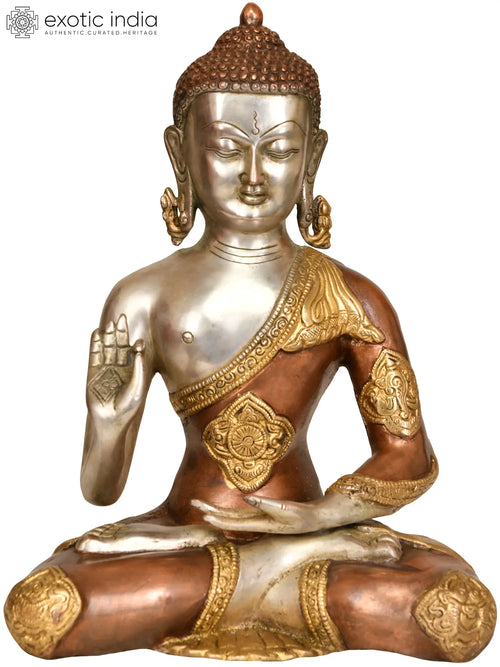 11" Lord Buddha Preaching Dharma Handmade Brass Statue
