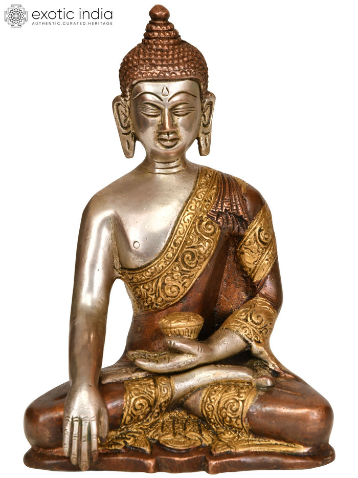 5" Tibetan Buddhist Lord Buddha Bhumisparsha Mudra Brass Statue