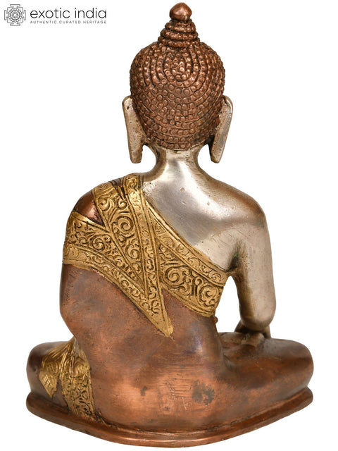 5" Tibetan Buddhist Lord Buddha in Bhumisparsha Mudra In Brass | Handmade | Made In India