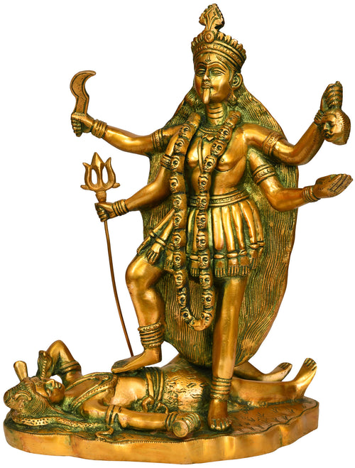 14" Goddess Kali Handmade Brass Sculpture for Home Decor