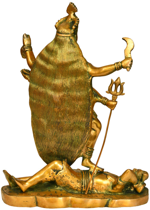 14" Goddess Kali Brass Sculpture | Handmade | Made in India